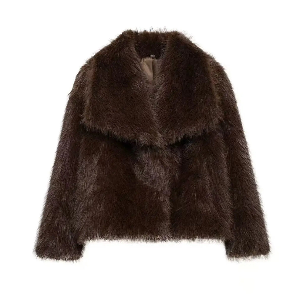 2025 New  Coat Stand Collar Eco-Friendly Fashionable Fake Leather Loose Fur Casual Style Women's Outerwear Winter Collection