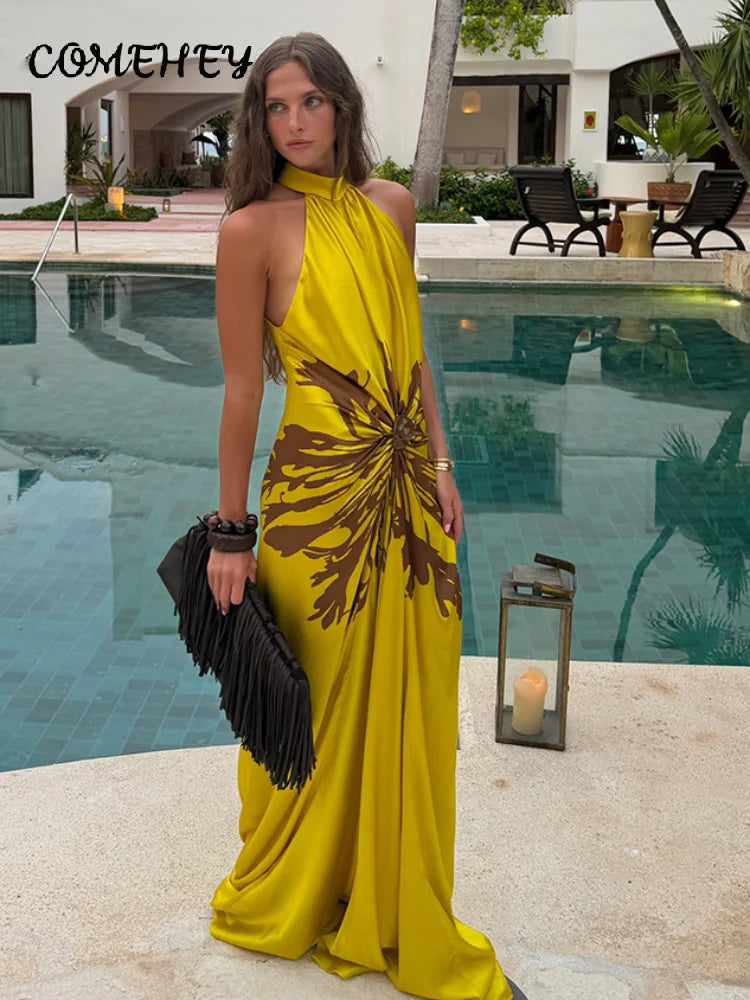 Printed Halter Maxi Dress