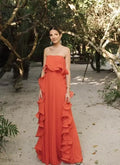 Ingrid Ruffle Trim Pleated Maxi Dress