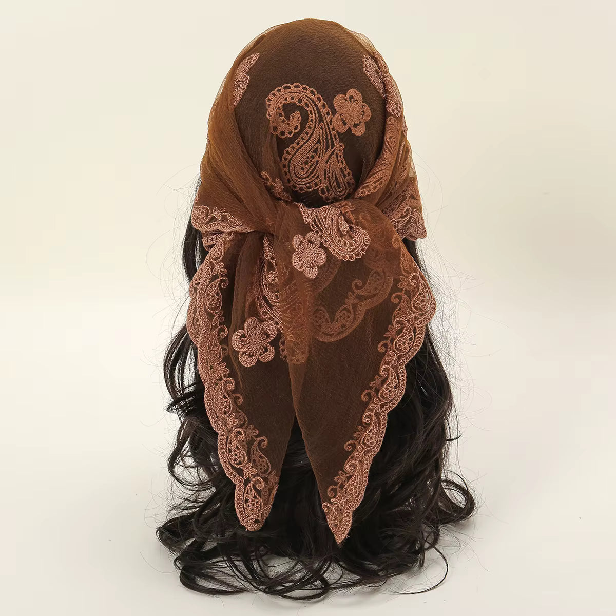 Embroidered Lace Head Scarf