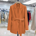 Slim Fit Black Belted Women's Suit Jacket Korean Style Fashionable Spring Autumn New Arrival Elegant Small Western Top