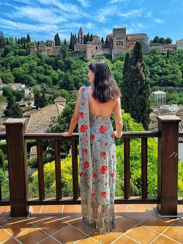 Kima Fringe Floral Maxi Dress