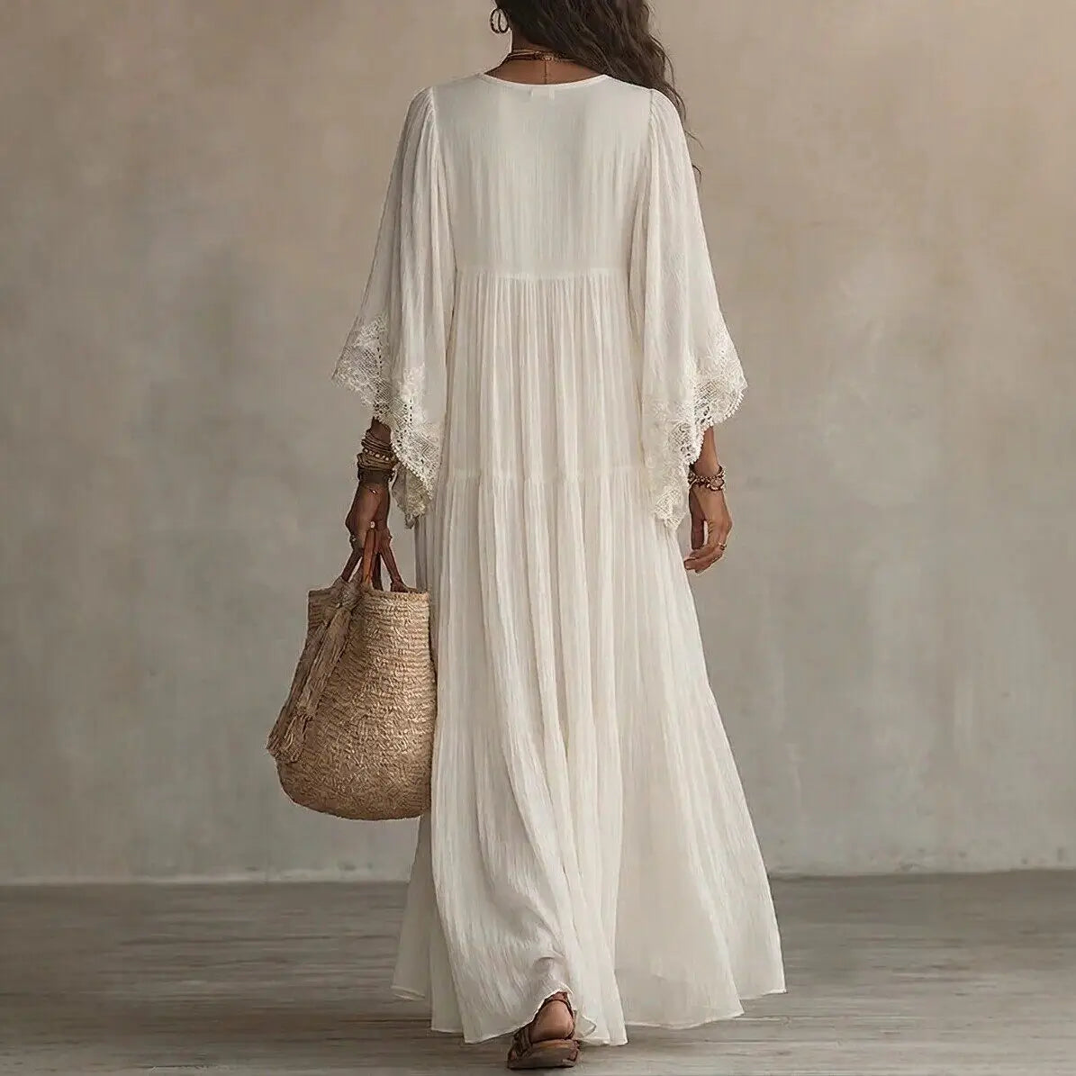 Genevieve / Lace Trim Maxi Dress