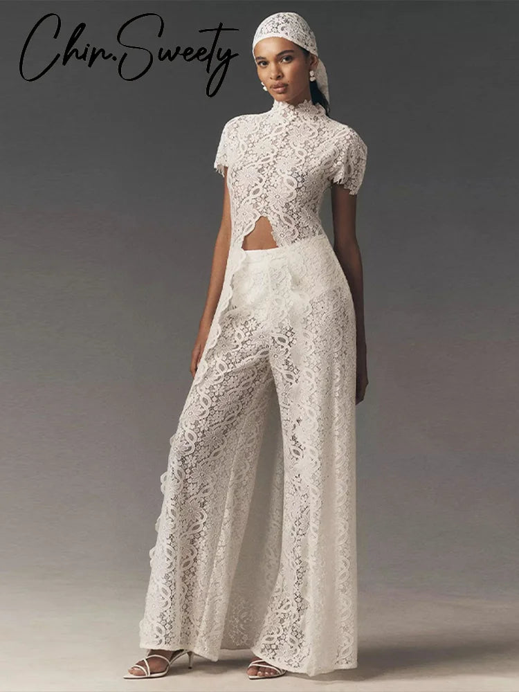 Daisy Lace Split Maxi Top