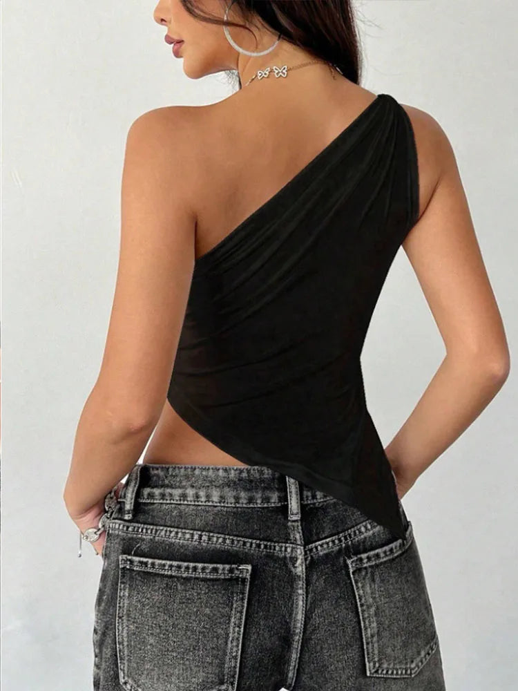 Single Shoulder Asymmetrical Top