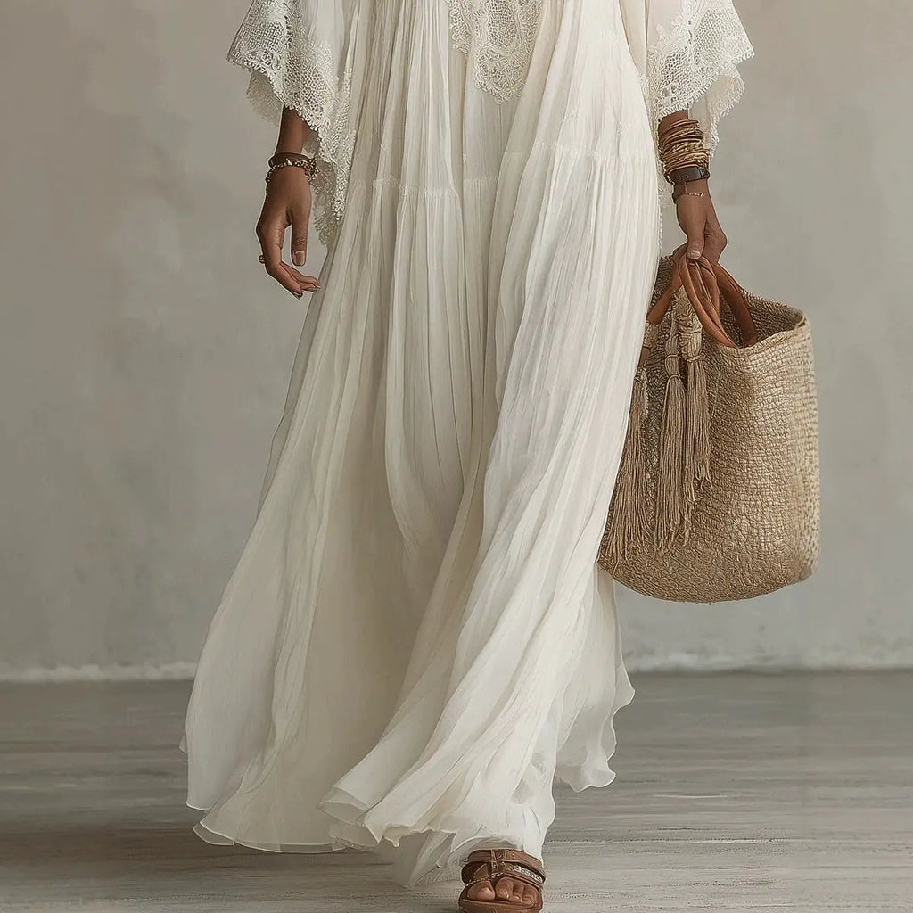 Genevieve / Lace Trim Maxi Dress