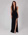 Sable Draped Plunge Maxi Dress