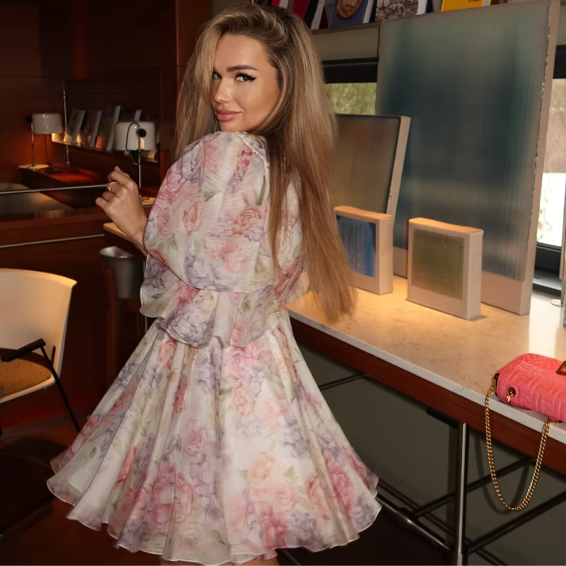 Luciana Bloom Puff Sleeve Mini Dress