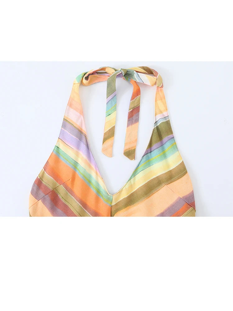Elin Halter Neck Chevron Maxi Dress