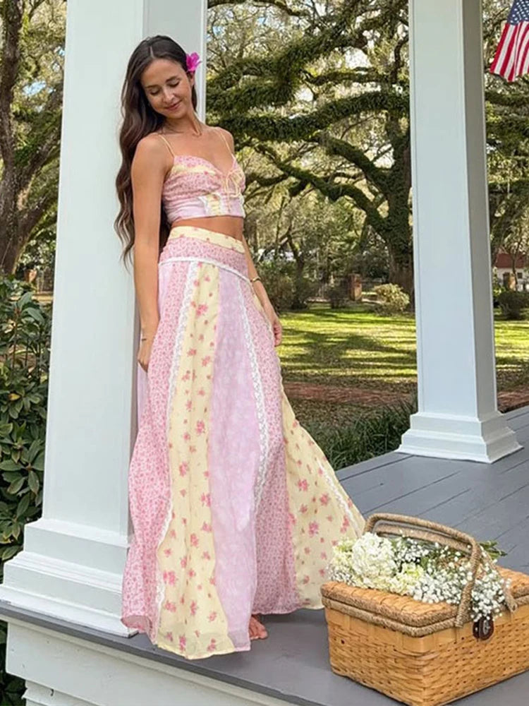 Ines Patchwork Floral Two-Piece Set