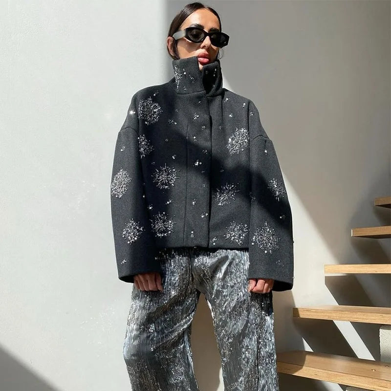 Sasha Sparkle Detail Funnel Neck Jacket