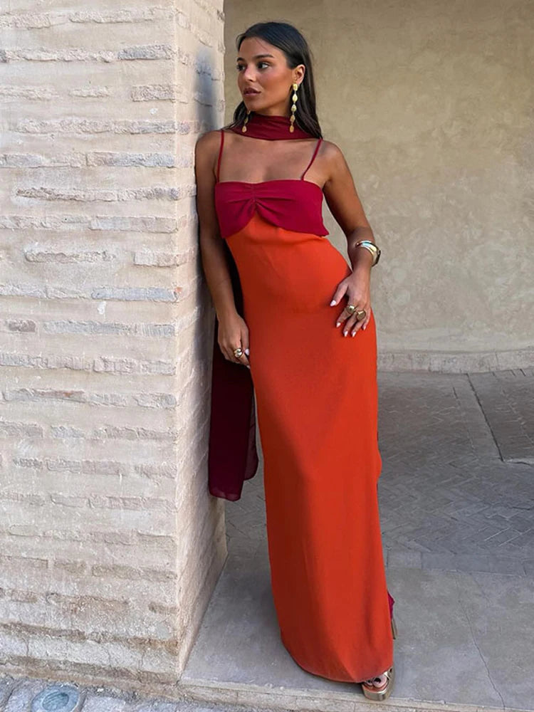 Women's Dress Irregular One-Shoulder Waist Cinching Layered Chiffon Solid Long Dresses Elegant Summer New Daily Wear Ladies Robe