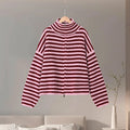 Casual Turtleneck Knitted Ribbed Sweater Women's Loose Full Sleeve Zippers Cardigan 2026 Autumn Winter Lady Minimalist Outerwear