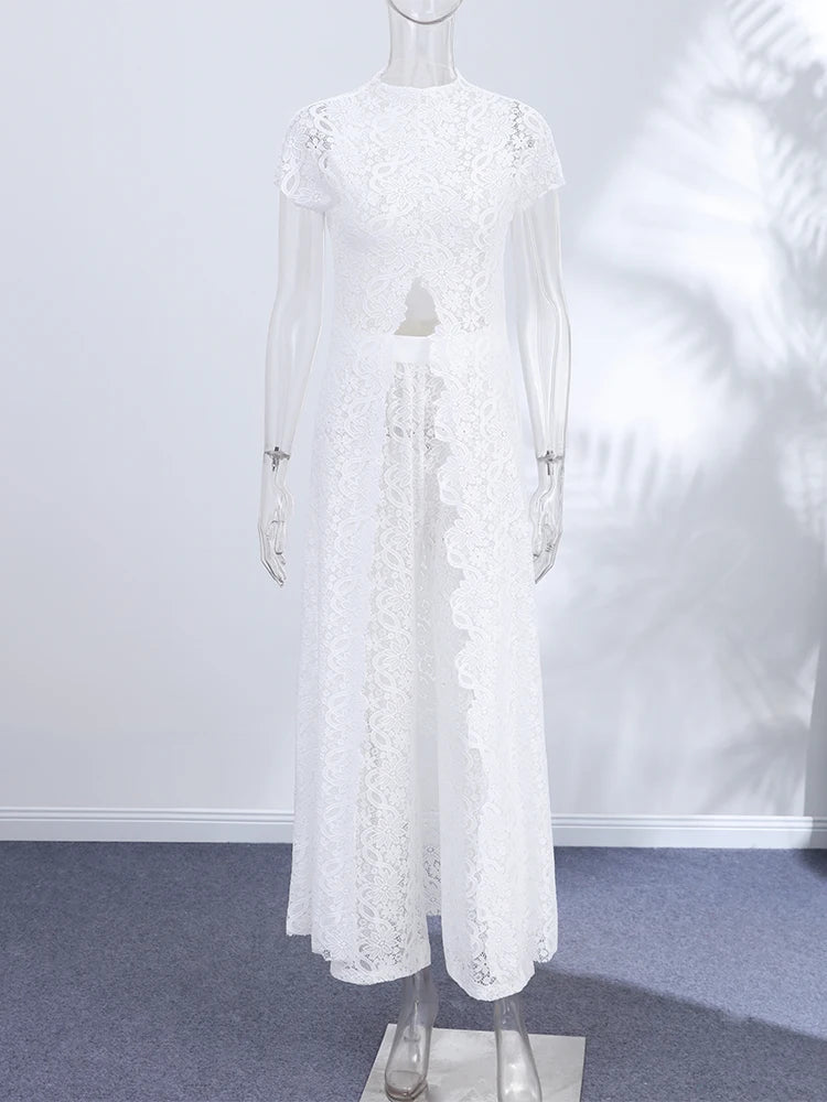 Daisy Lace Split Maxi Top