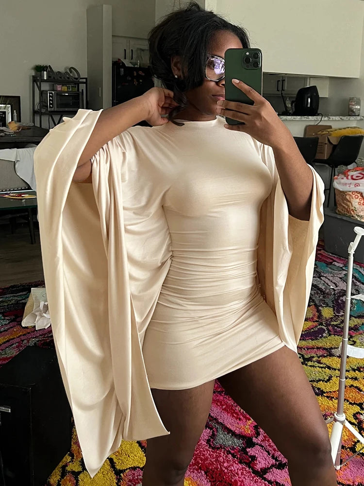 Bat Sleeve Mini Dress