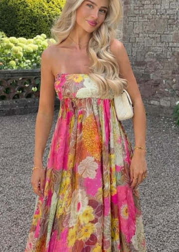 Magnolia Bandeau Flowy Maxi Dress