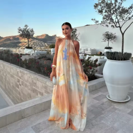 Wisteria Flow Halter Maxi Dress