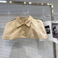 DEAT 2026 Summer New Short Cape Shawl Double-breasted Halter Backless Belt Waist-cinching Khaki Slim Dress For Women 11B795