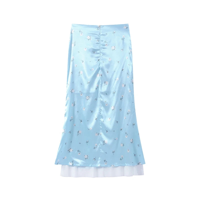 Floral Print V-Neck Peplum Top Dress Set Waist Tie Short Sleeve 2026 Summer Chic Women Co-ord Set Classy Parisian Lady Vestido