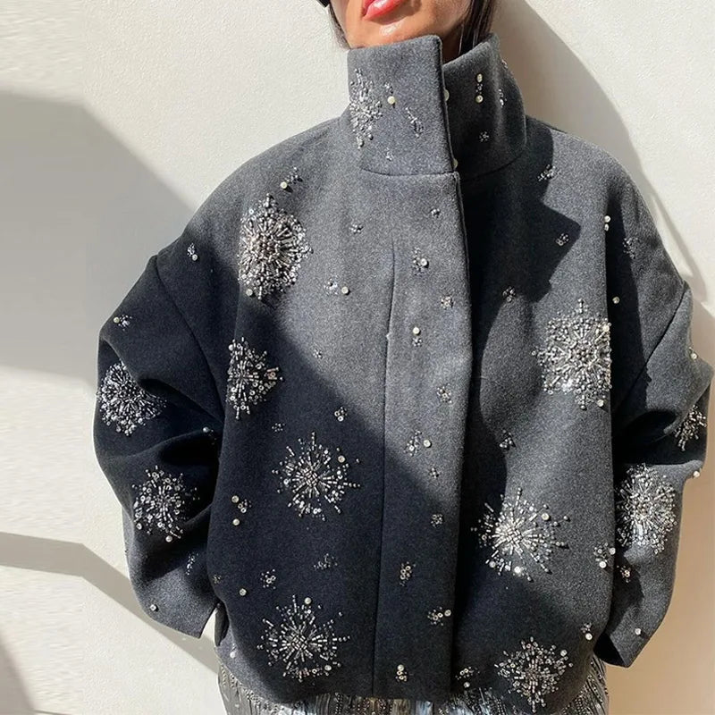 Sasha Sparkle Detail Funnel Neck Jacket