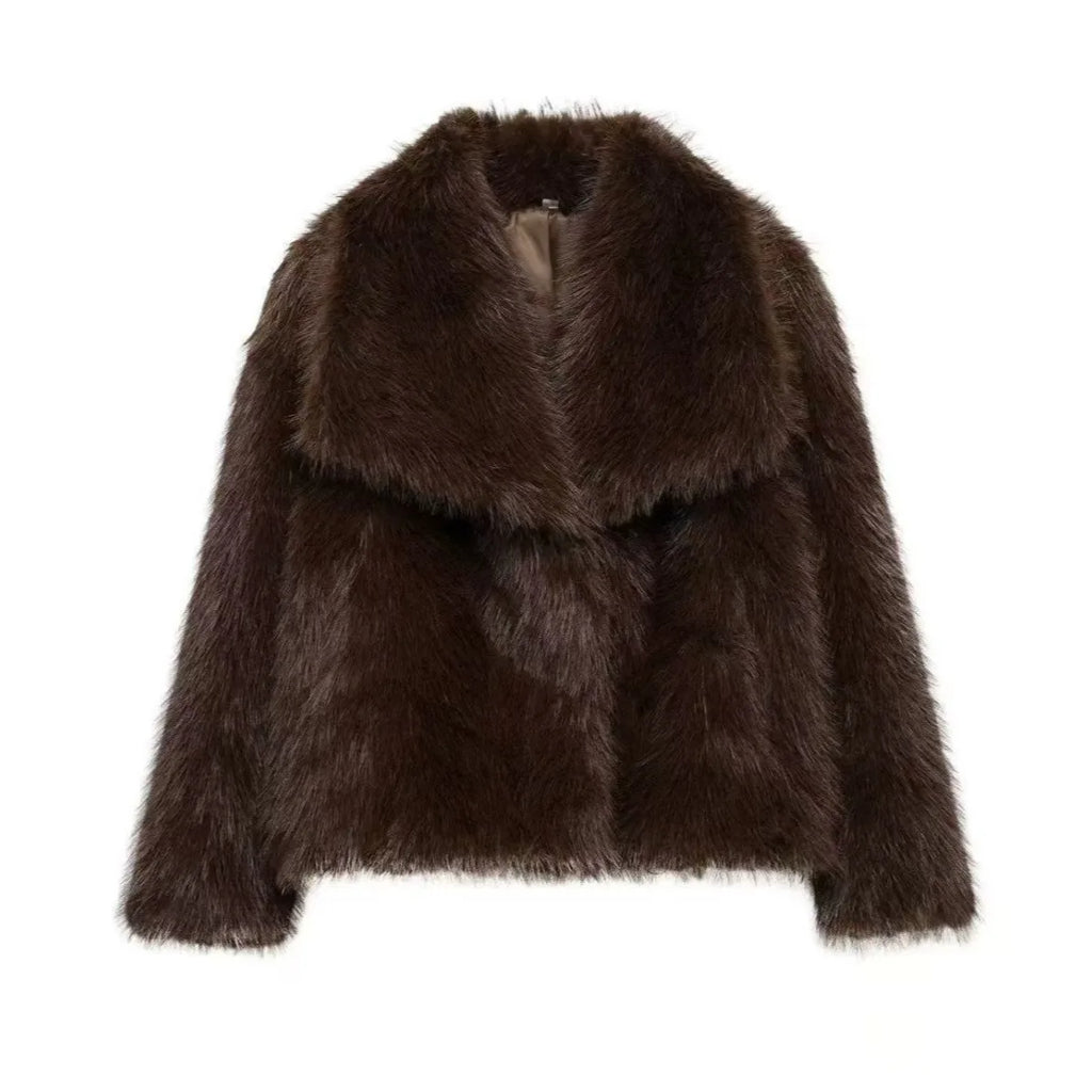 2025 New  Coat Stand Collar Eco-Friendly Fashionable Fake Leather Loose Fur Casual Style Women's Outerwear Winter Collection