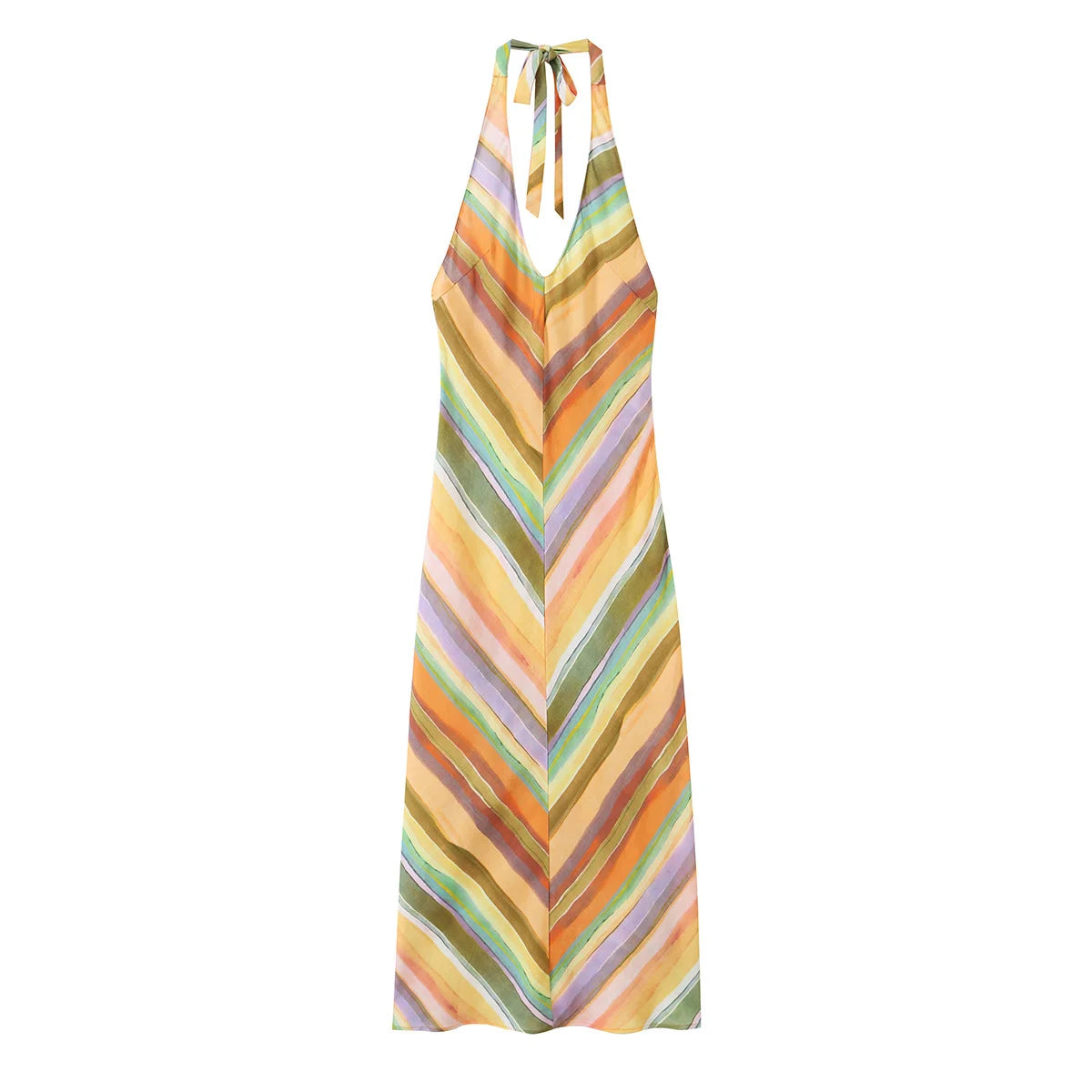 Elin Halter Neck Chevron Maxi Dress
