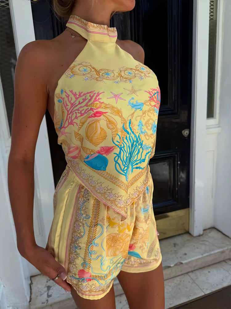 Coral Scarf Print Co-ord
