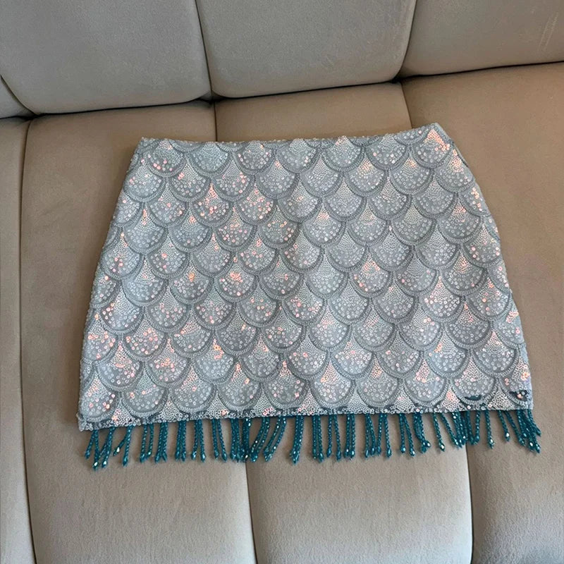 Freya Sequin Scallop Mini Skirt