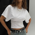 Casual Solid Gray Cropped T-shirt