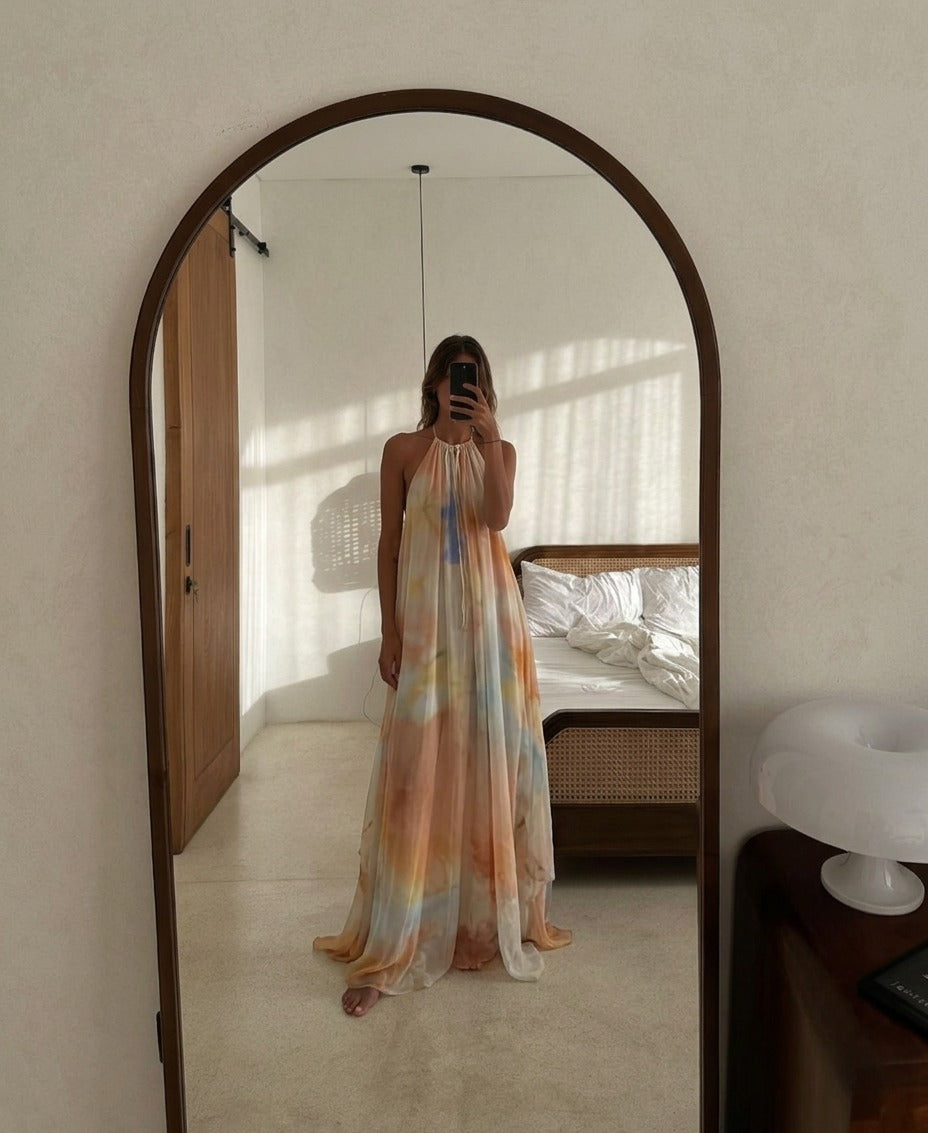 Wisteria Flow Halter Maxi Dress