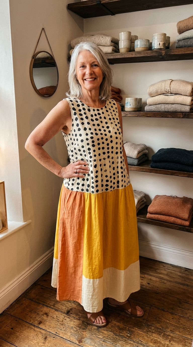 ALICE | POLKA COLORBLOCK MIDI DRESS
