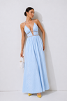 Bianca Striped Plunge Maxi Dress