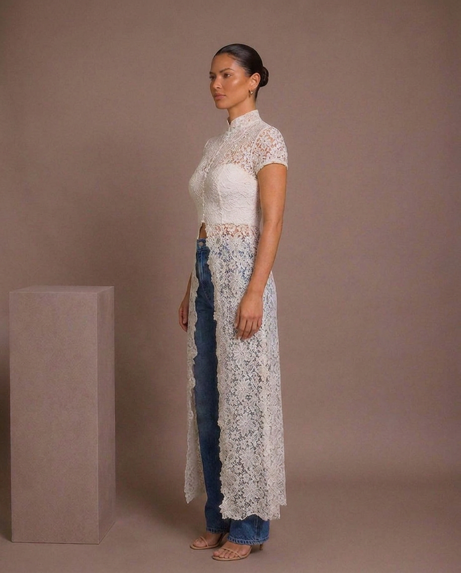 Daisy Lace Split Maxi Top