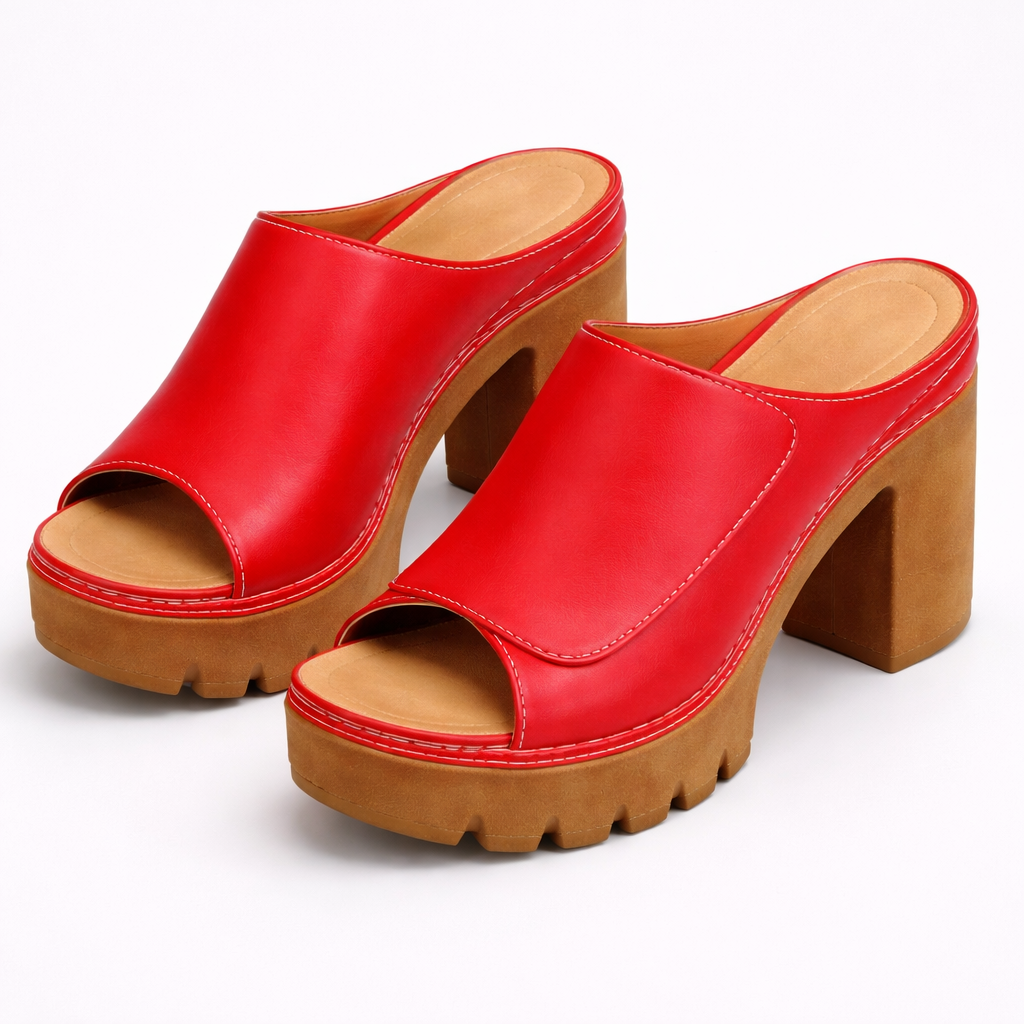 Marla | Leather Platform Block Heel Mule