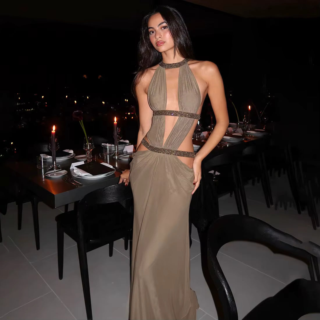Sahara Embellished Cutout Maxi