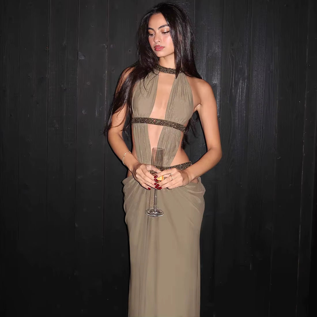Sahara Embellished Cutout Maxi