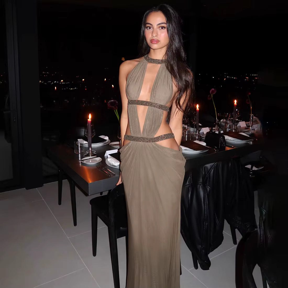 Sahara Embellished Cutout Maxi