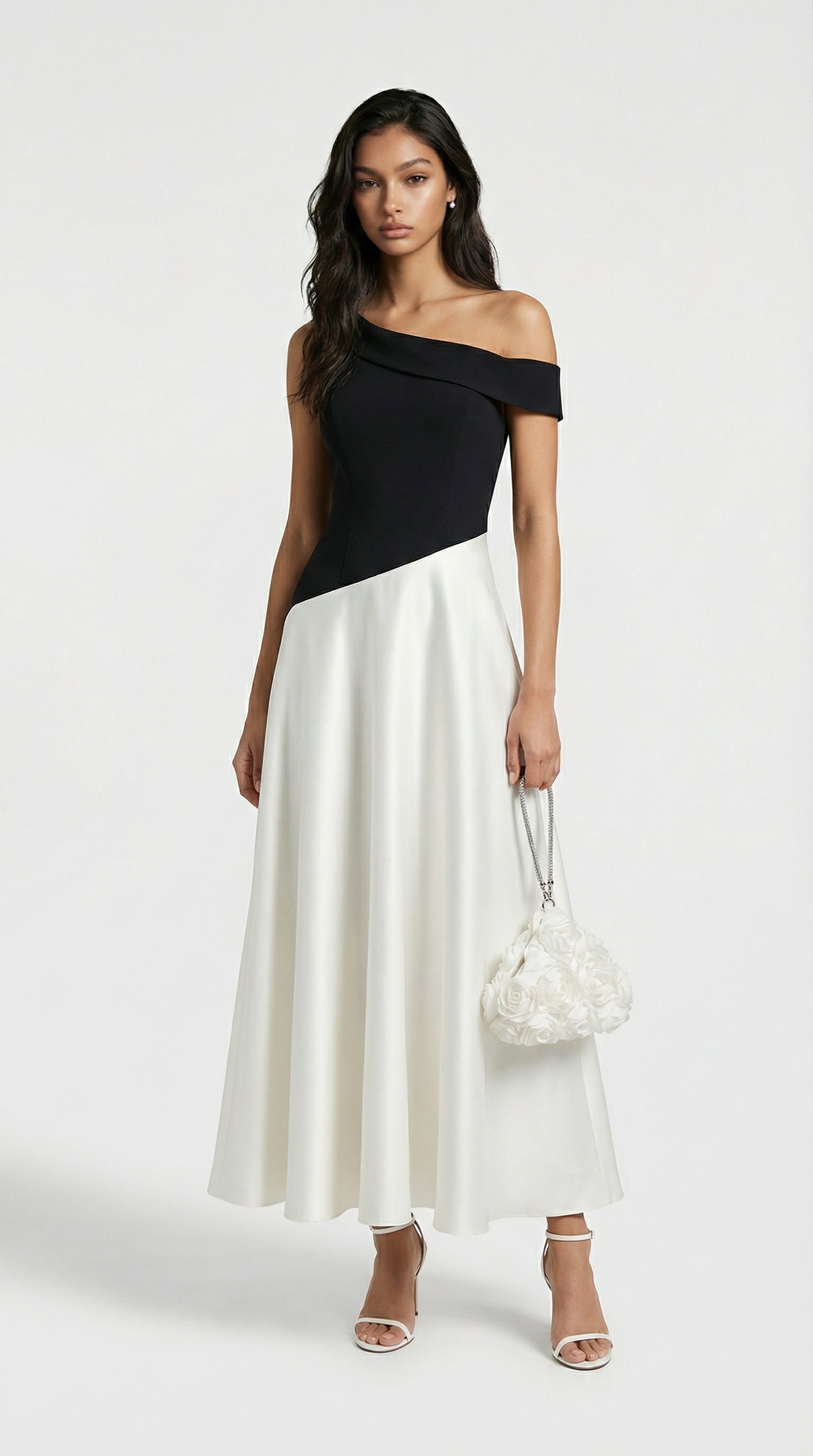 Mali Elegant Block One-Shoulder Dress
