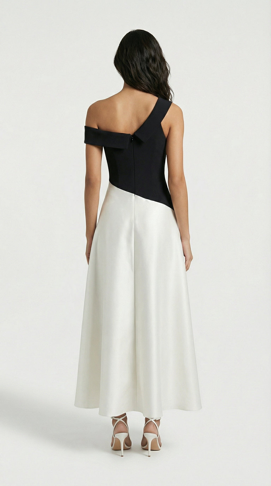 Mali Elegant Block One-Shoulder Dress