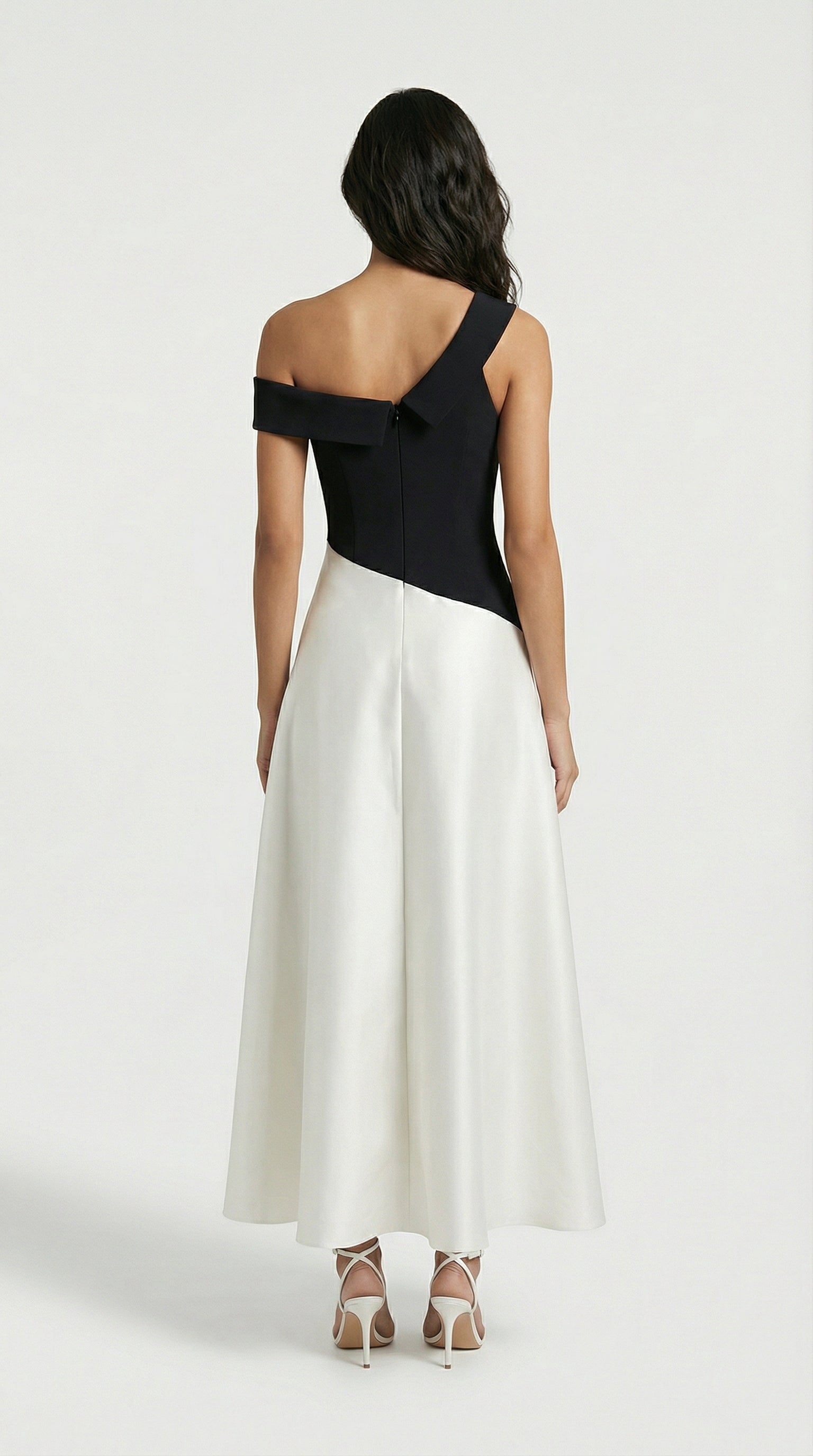 Mali Elegant Block One-Shoulder Dress