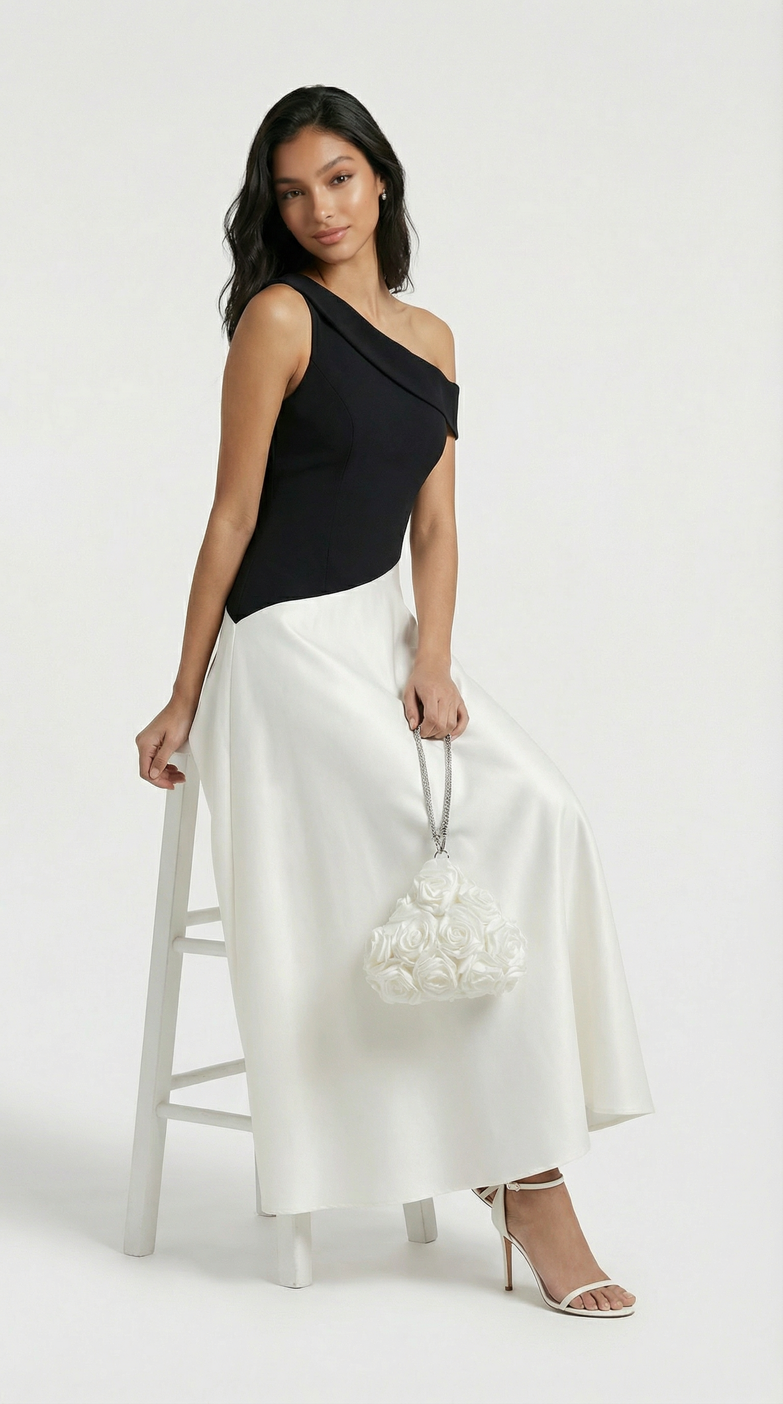 Mali Elegant Block One-Shoulder Dress