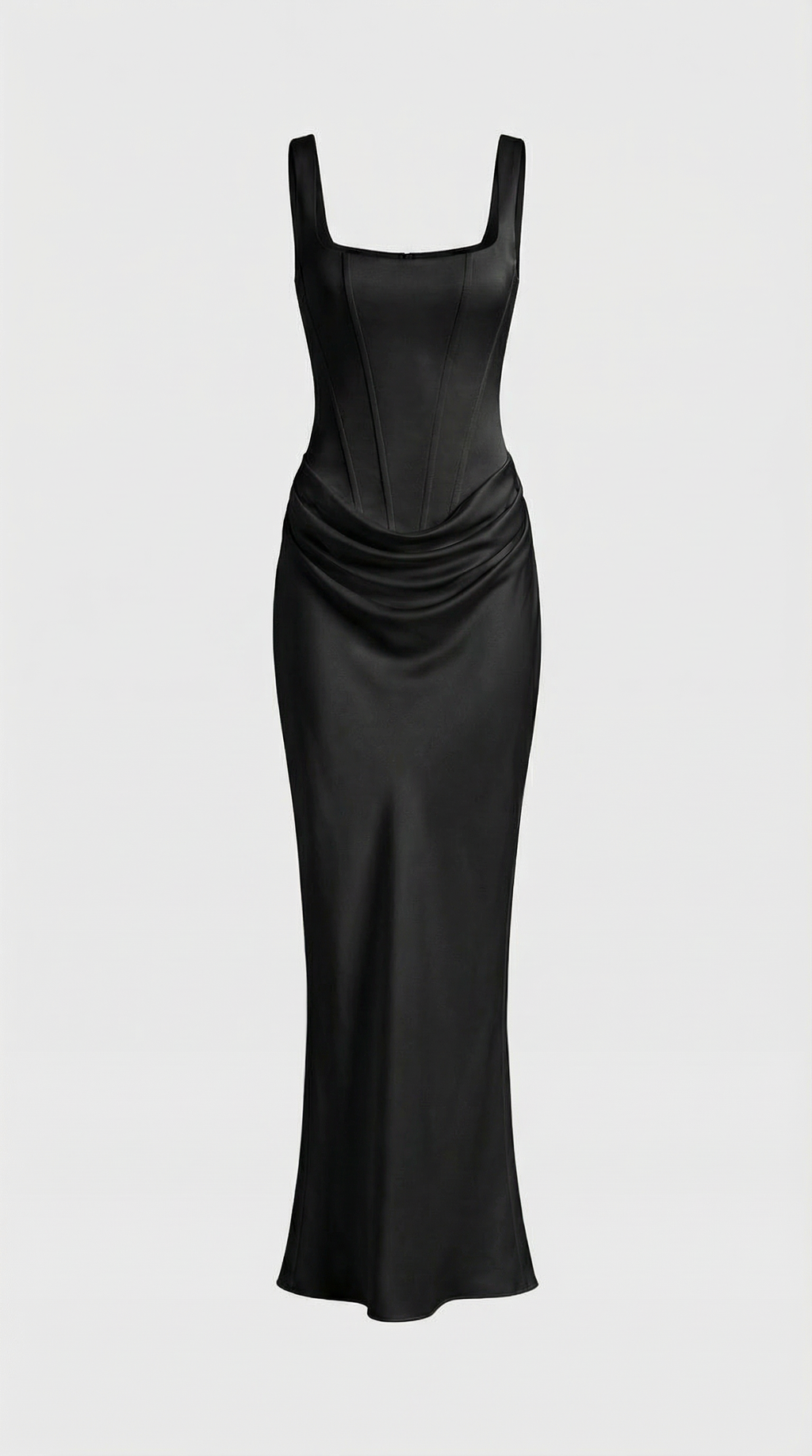 Mai Sculptural Fishbone Draped Maxi Dress