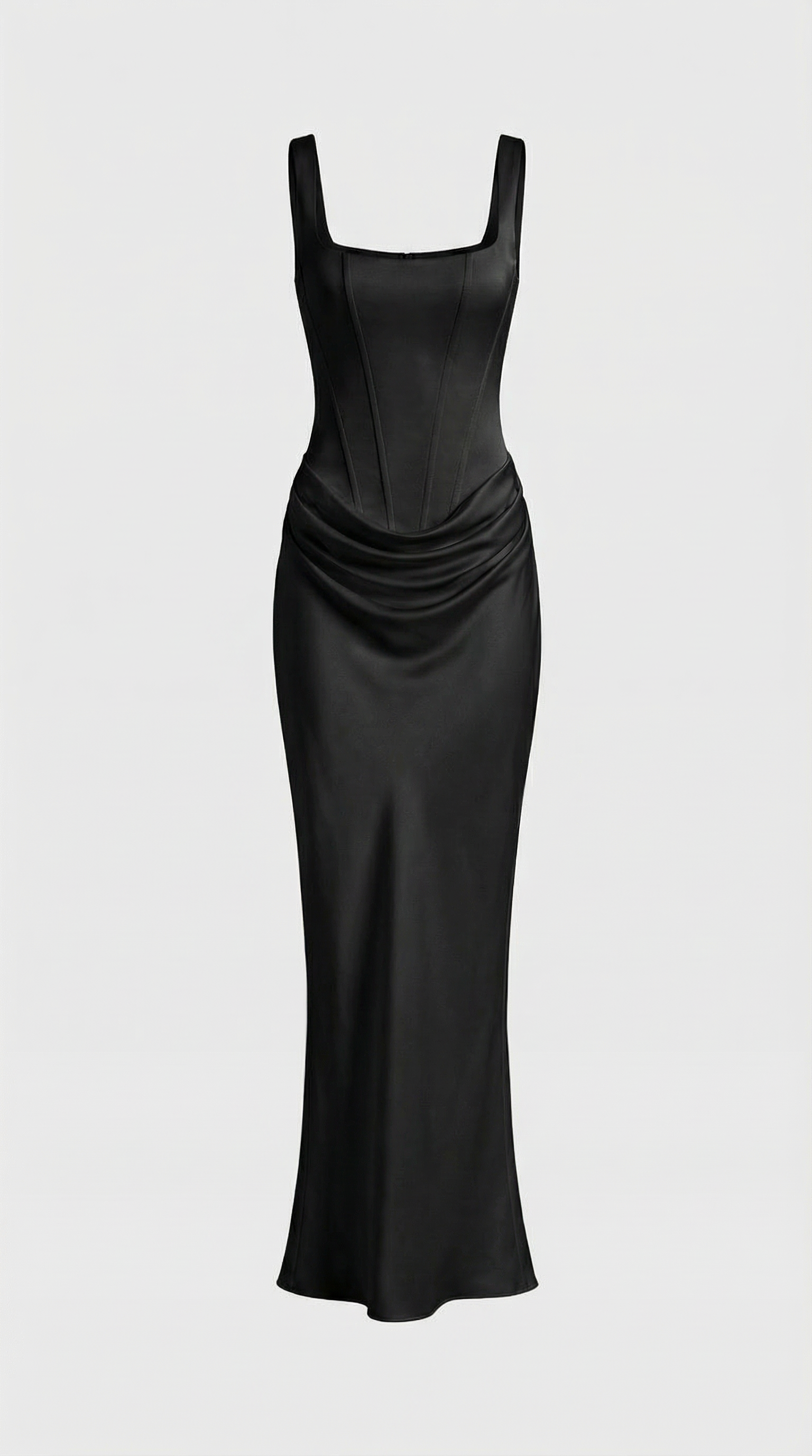 Mai Sculptural Fishbone Draped Maxi Dress