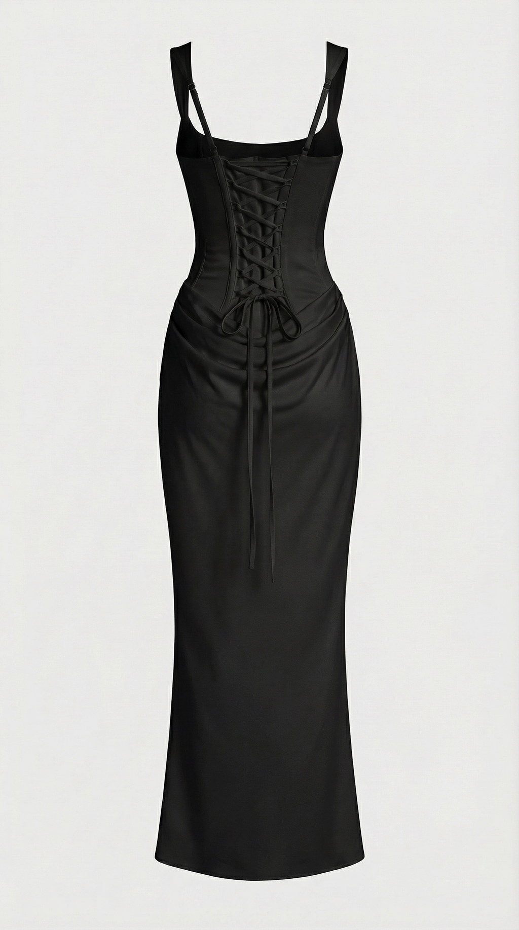 Mai Sculptural Fishbone Draped Maxi Dress