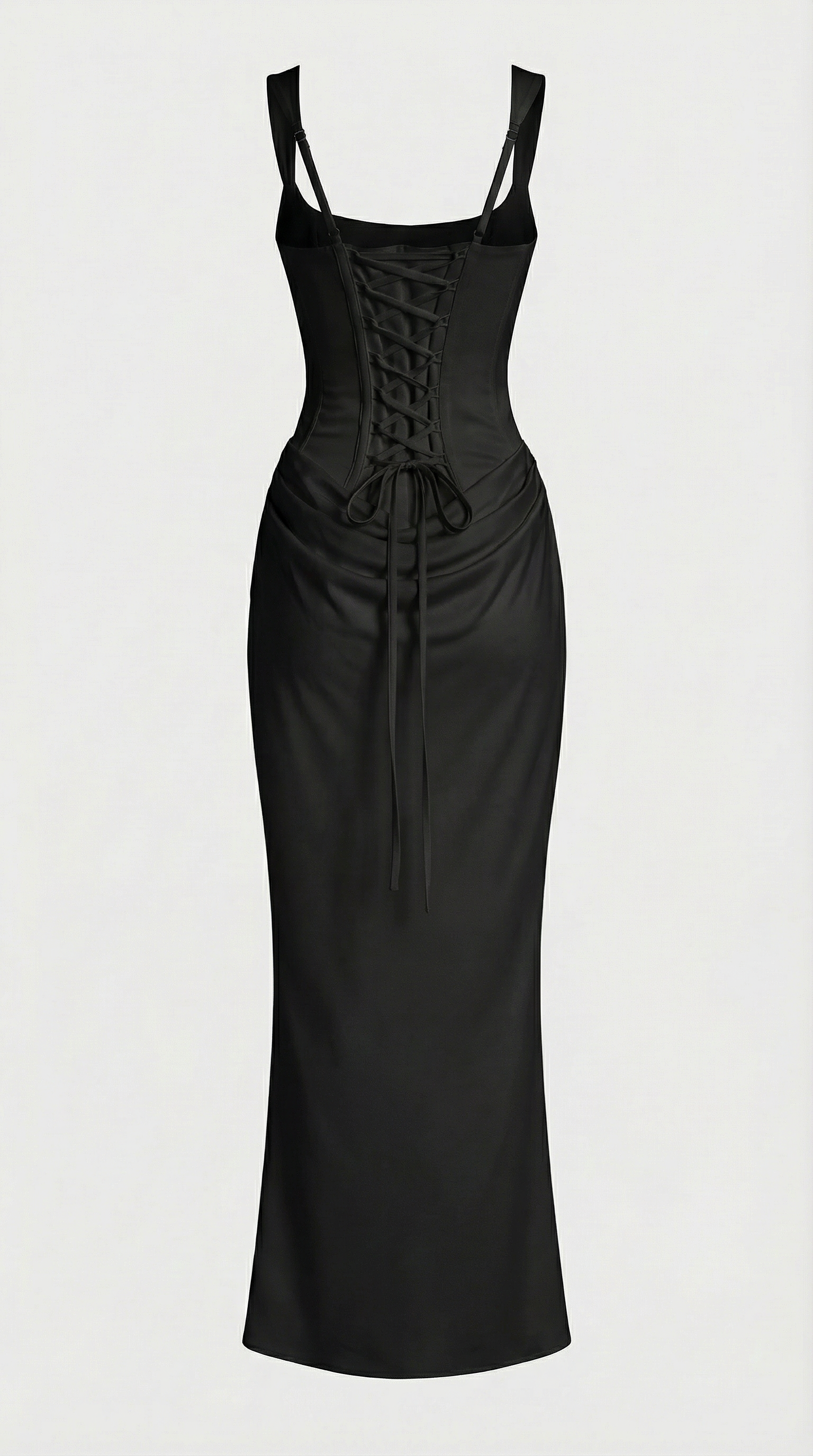 Mai Sculptural Fishbone Draped Maxi Dress