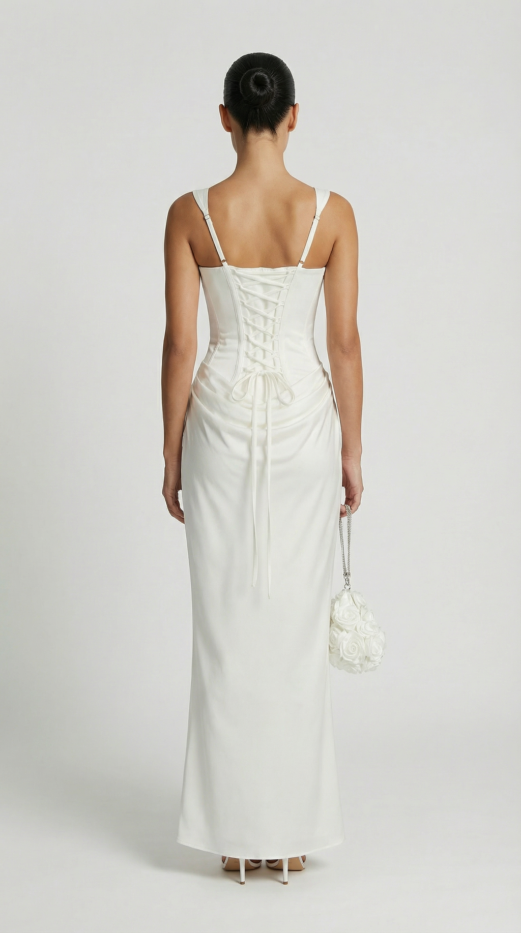 Mai Sculptural Fishbone Draped Maxi Dress