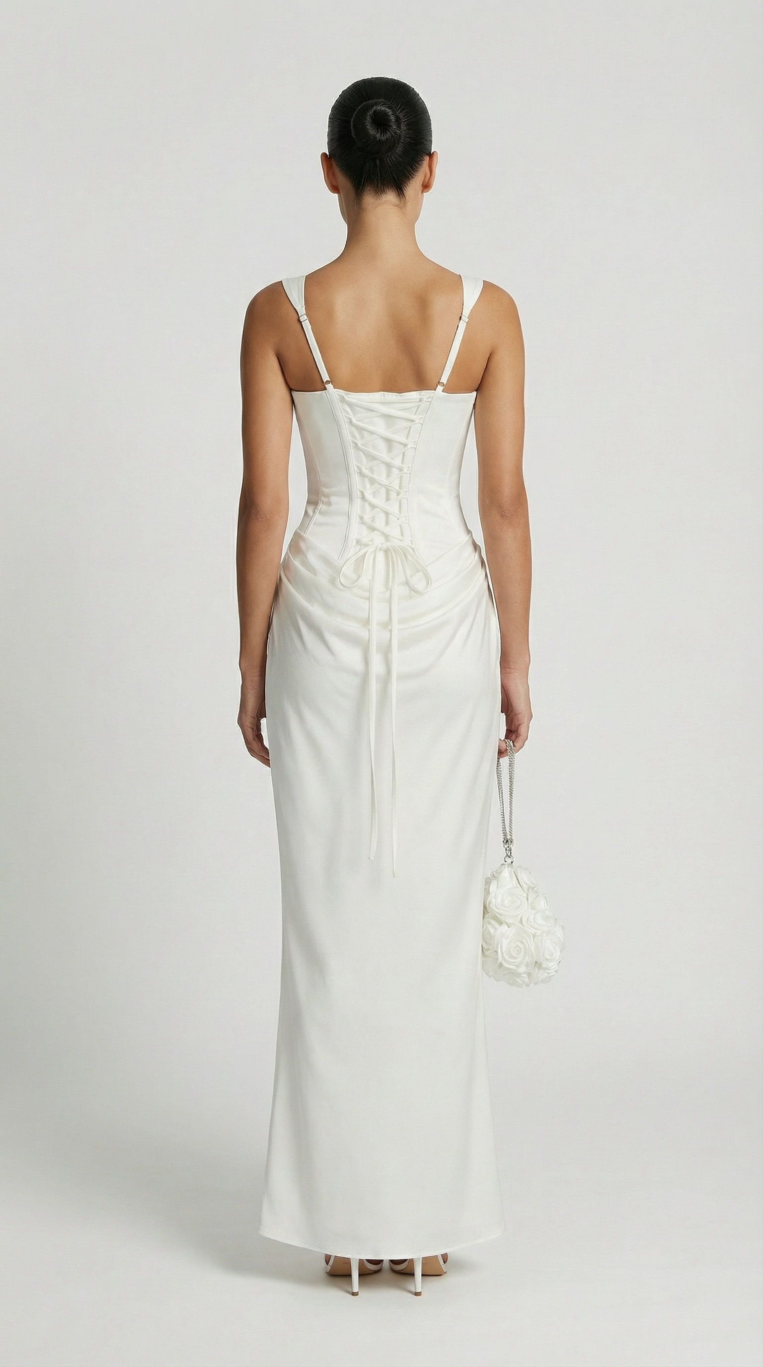 Mai Sculptural Fishbone Draped Maxi Dress