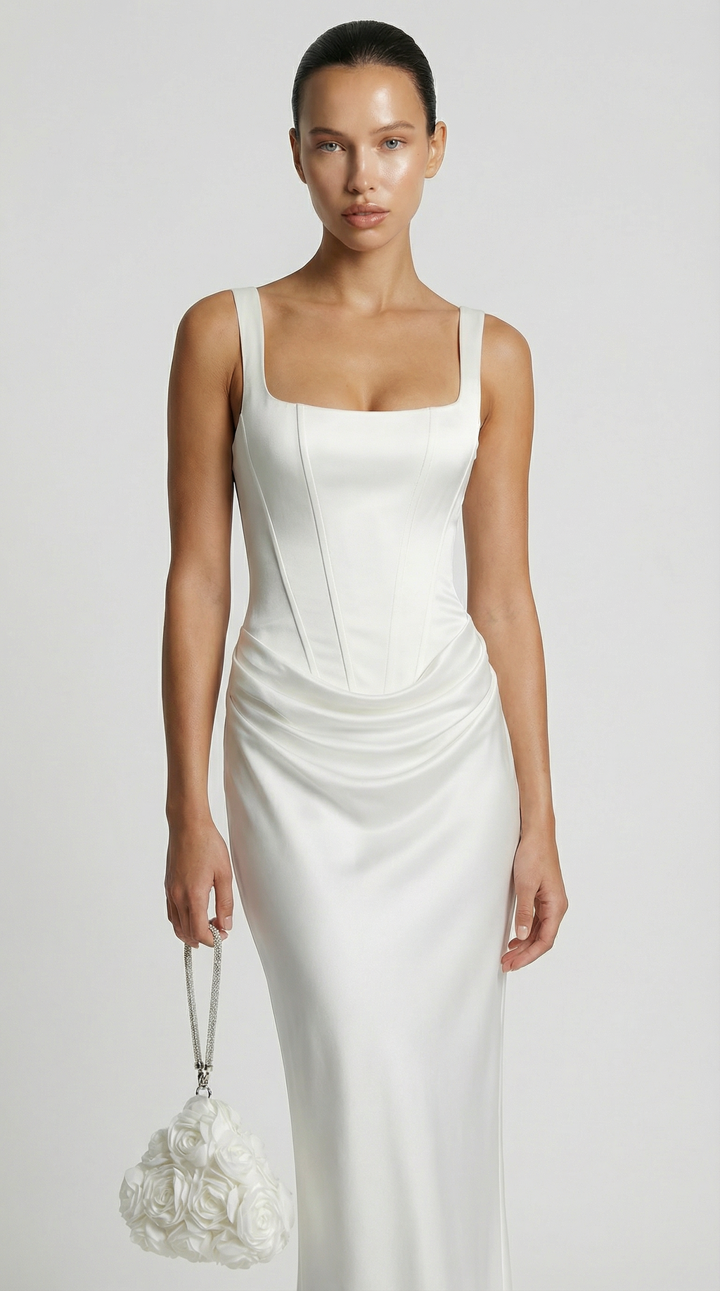 Mai Sculptural Fishbone Draped Maxi Dress