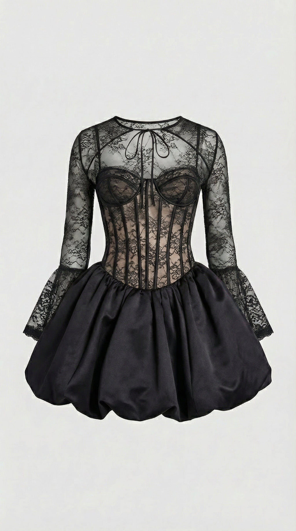 Rina Lace Puffball Mini Dress