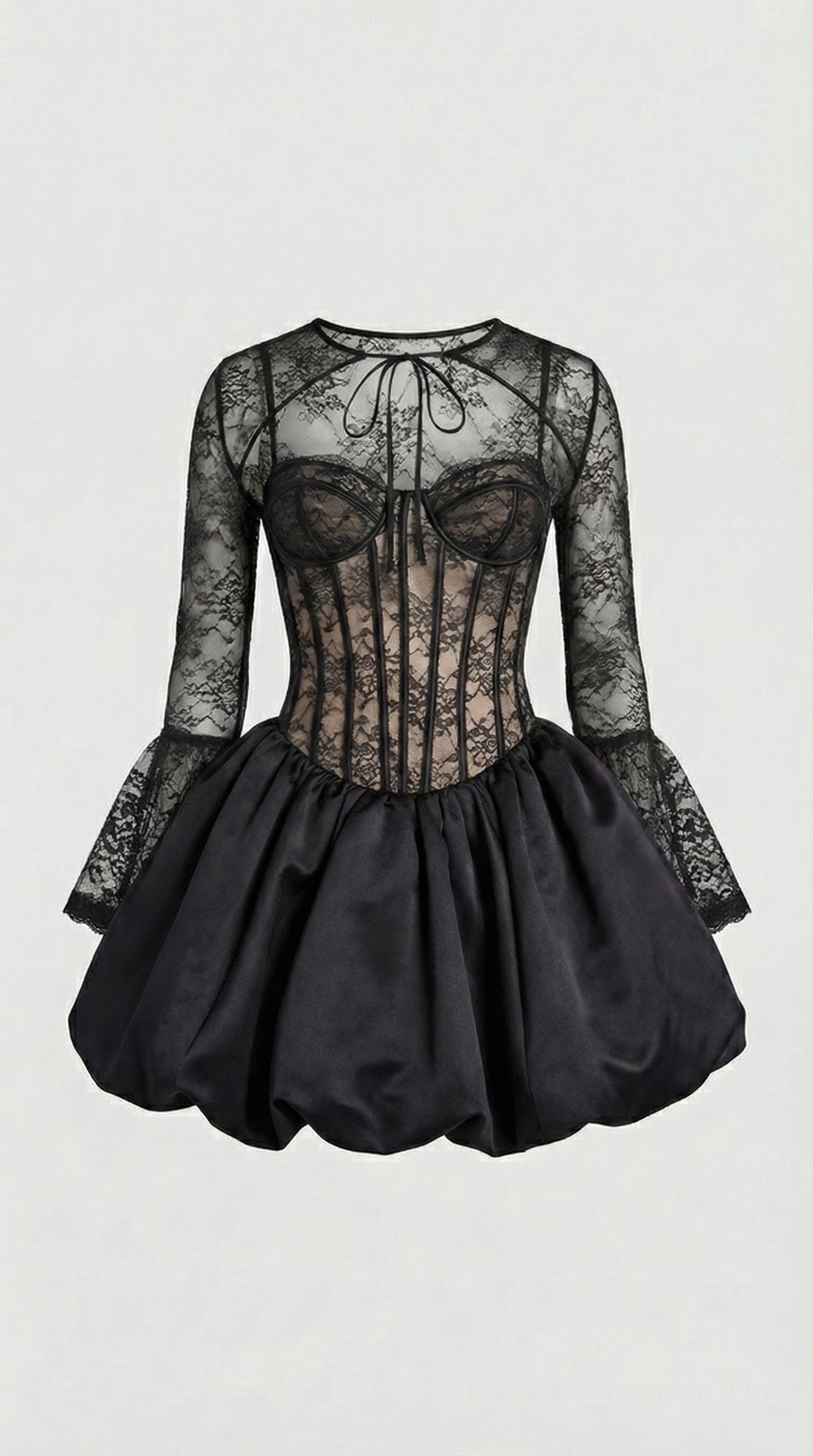 Rina Lace Puffball Mini Dress